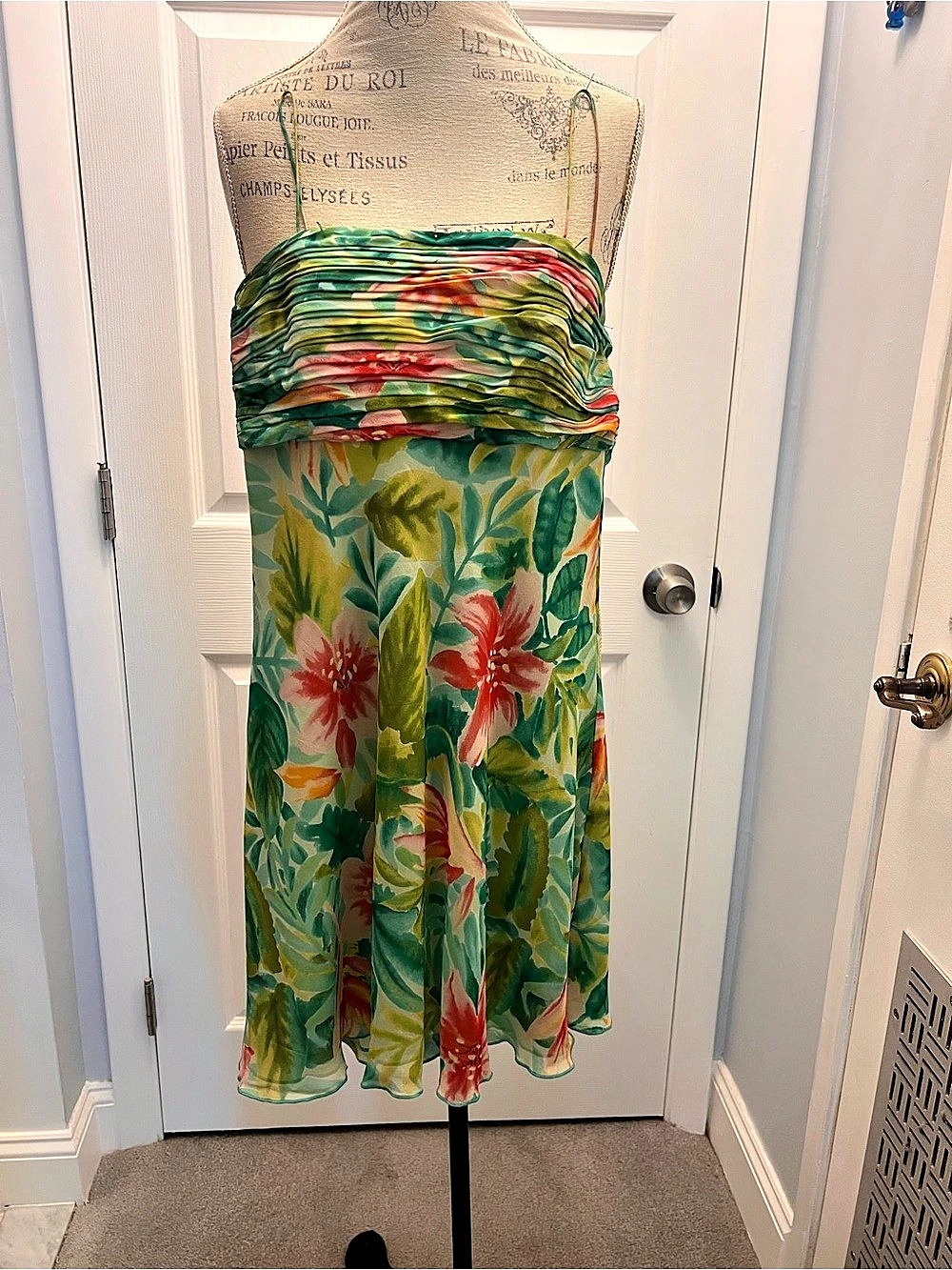 Cache’ Floral Silk Strapless Mini Dress Size 4 Like New